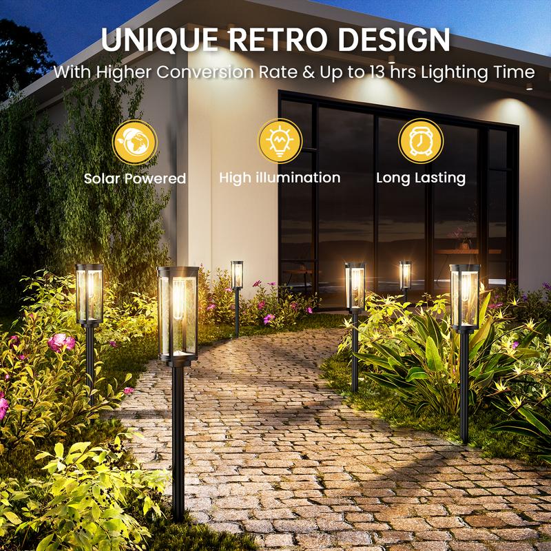 (Worldwide FreeShipping)Solar Pathway Lights Outdoor, Bright Solar Path Lights Outside Garden Lights IP65 Waterproof, Solar Walkway Lights Solar Powered Landscape Lights for Driveway Lawn Patio Sidewalk Yard