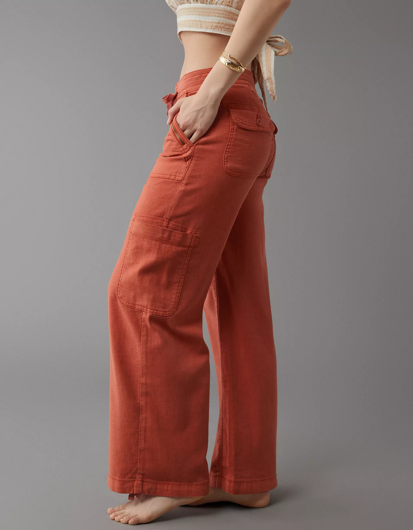 DHgate Linen-Blend Wide-Leg Cargo Pant(BUY 2 FREE SHIPPING)