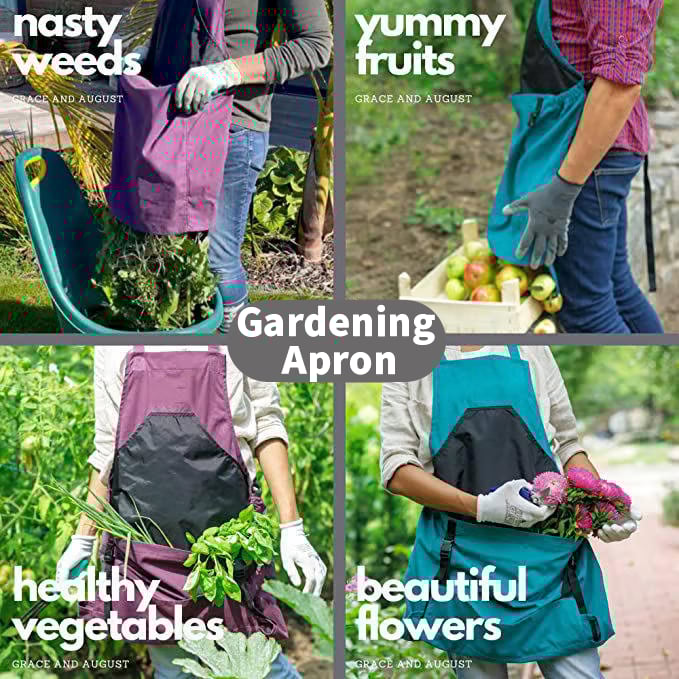 Cross Back Gardening Apron With Deep Kangaroo Release Pockets