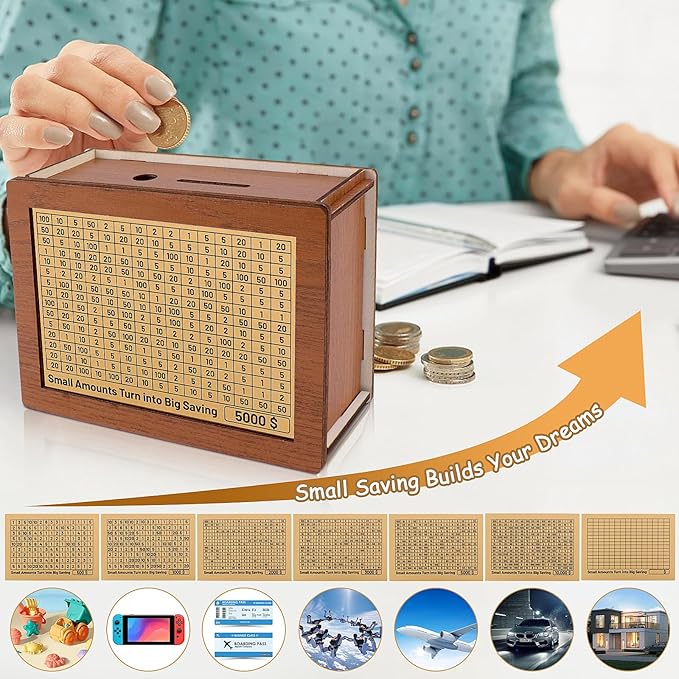 🔥Promotion Save- 49% OFF🔥-Cash Vault Wooden Savings Box🎁