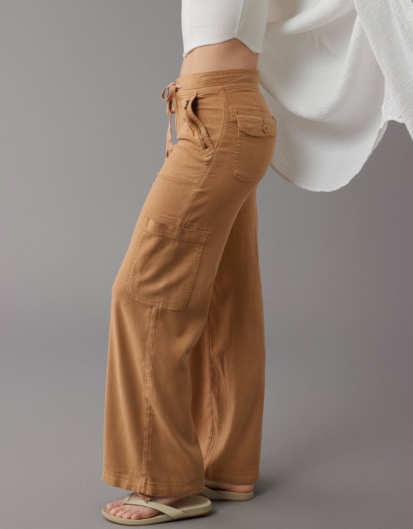 DHgate Linen-Blend Wide-Leg Cargo Pant(BUY 2 FREE SHIPPING)