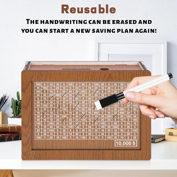 🔥Promotion Save- 49% OFF🔥-Cash Vault Wooden Savings Box🎁