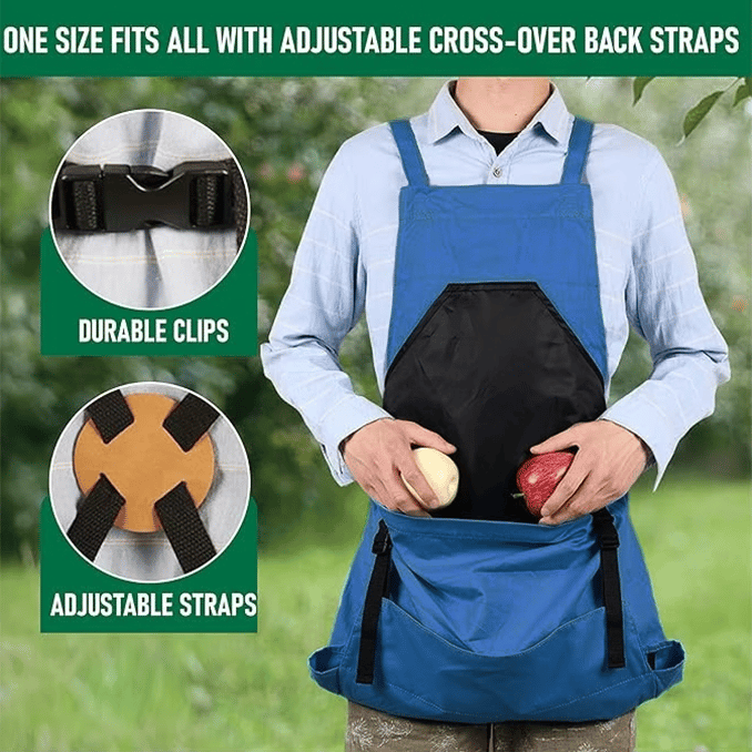 Cross Back Gardening Apron With Deep Kangaroo Release Pockets