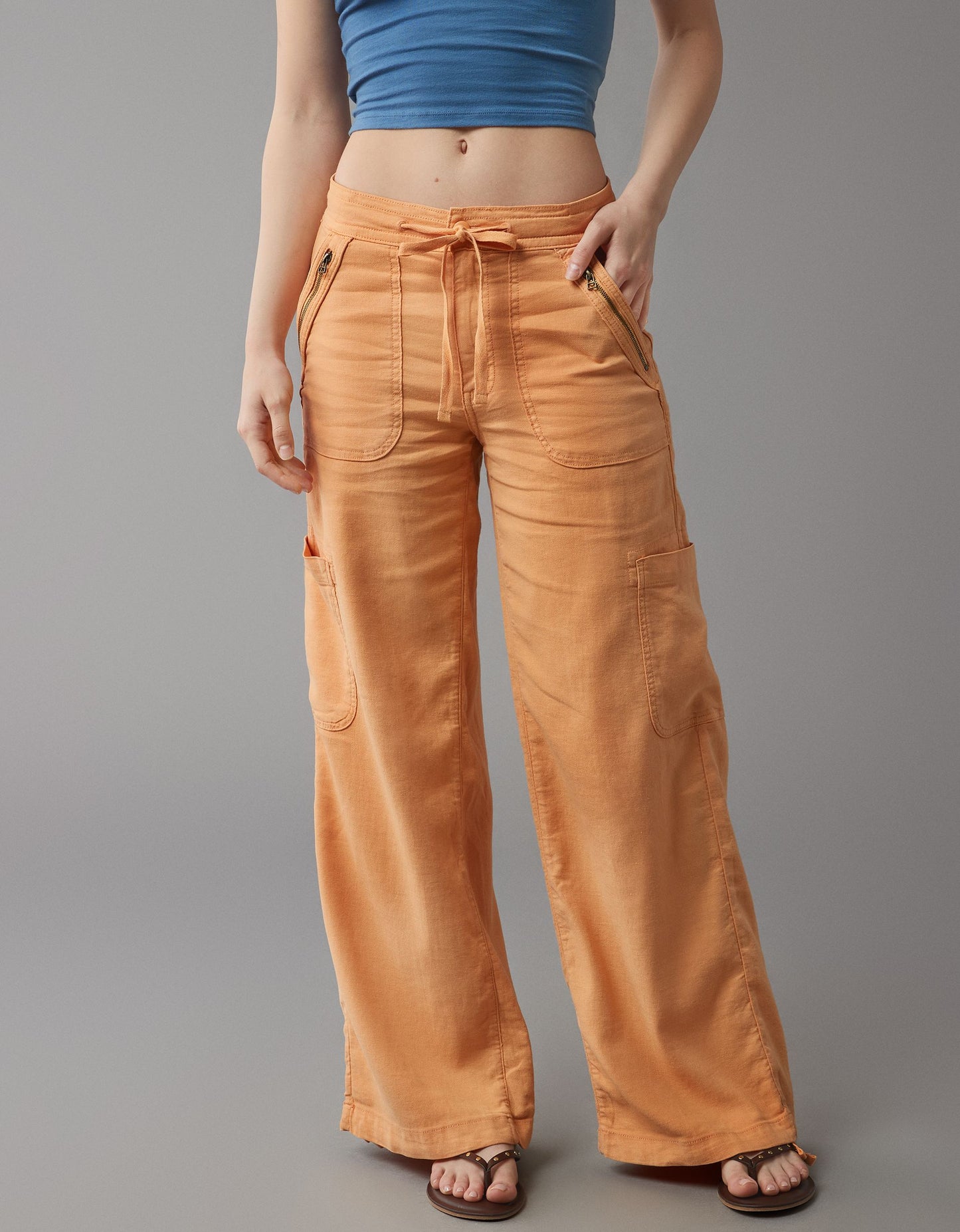 DHgate Linen-Blend Wide-Leg Cargo Pant(BUY 2 FREE SHIPPING)
