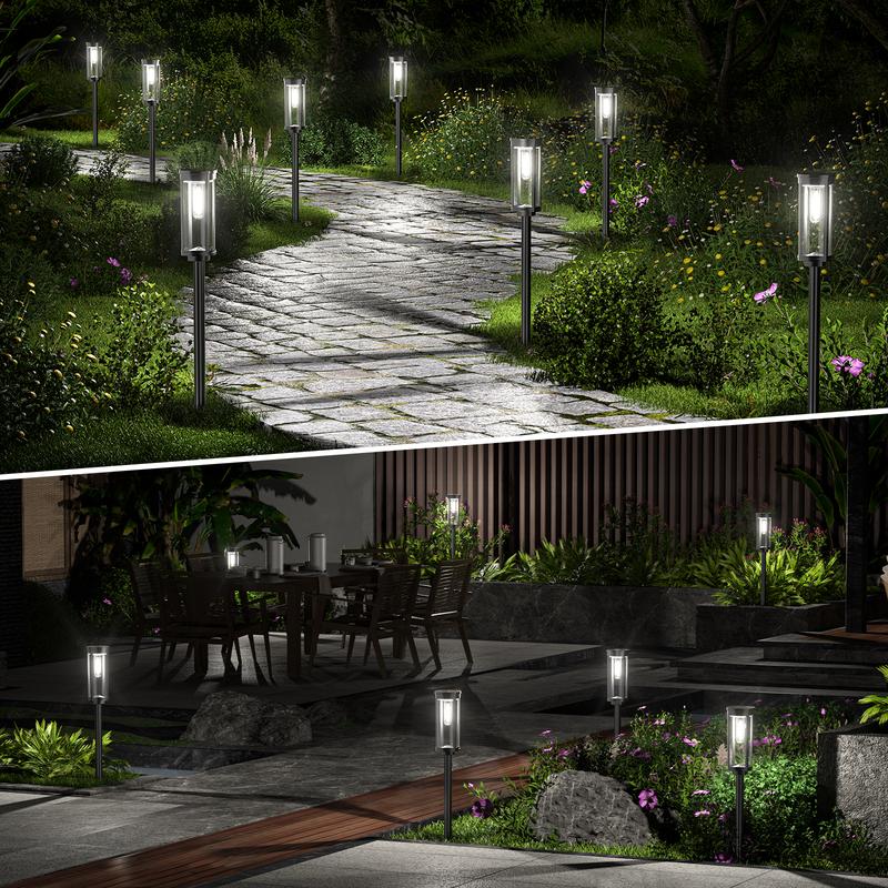(Worldwide FreeShipping)Solar Pathway Lights Outdoor, Bright Solar Path Lights Outside Garden Lights IP65 Waterproof, Solar Walkway Lights Solar Powered Landscape Lights for Driveway Lawn Patio Sidewalk Yard