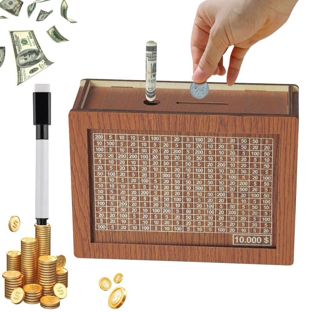 🔥Promotion Save- 49% OFF🔥-Cash Vault Wooden Savings Box🎁