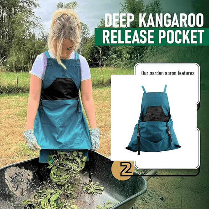 Cross Back Gardening Apron With Deep Kangaroo Release Pockets