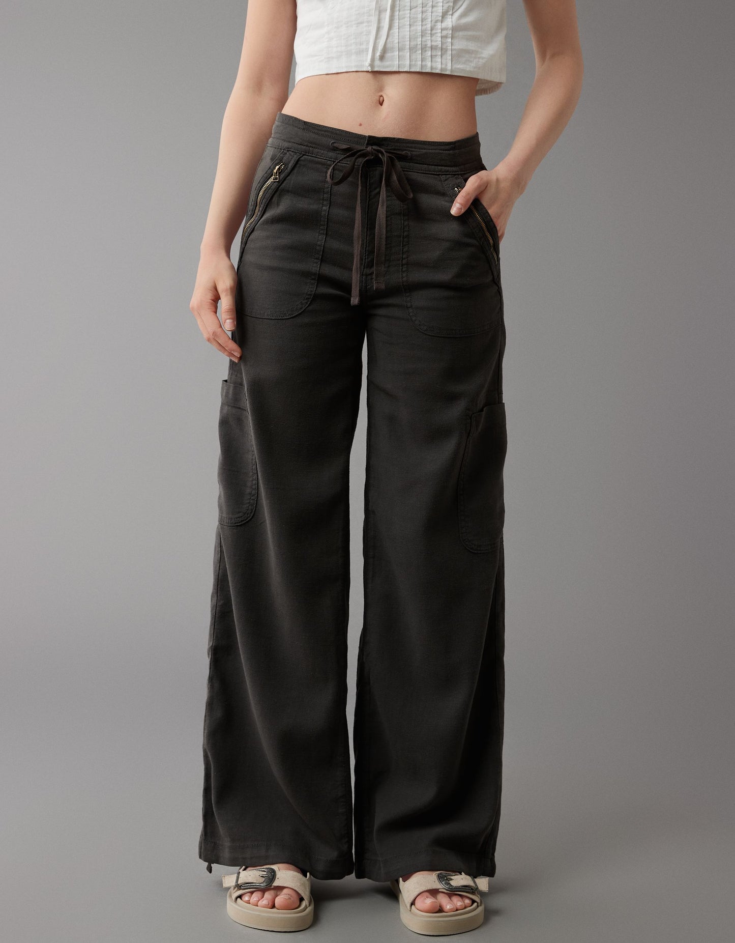 DHgate Linen-Blend Wide-Leg Cargo Pant(BUY 2 FREE SHIPPING)