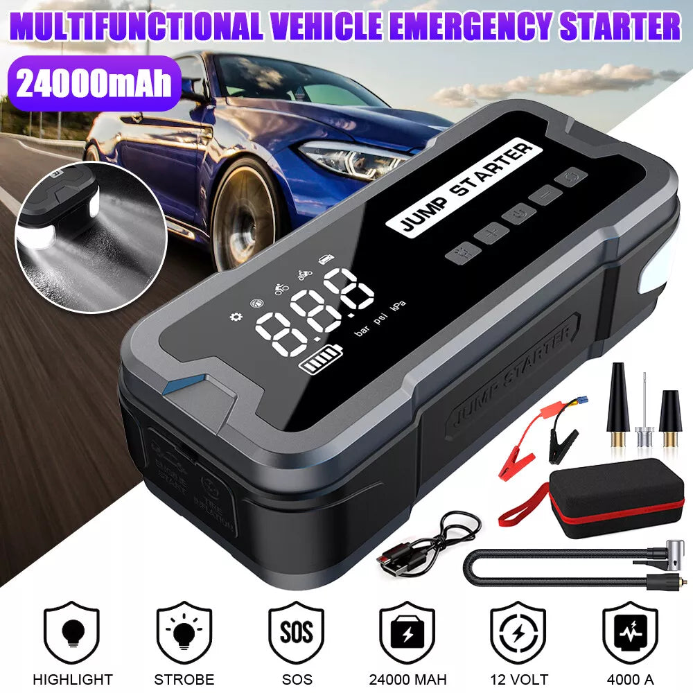 4 in 1 Portable Jump Starter with Air Pump Pro