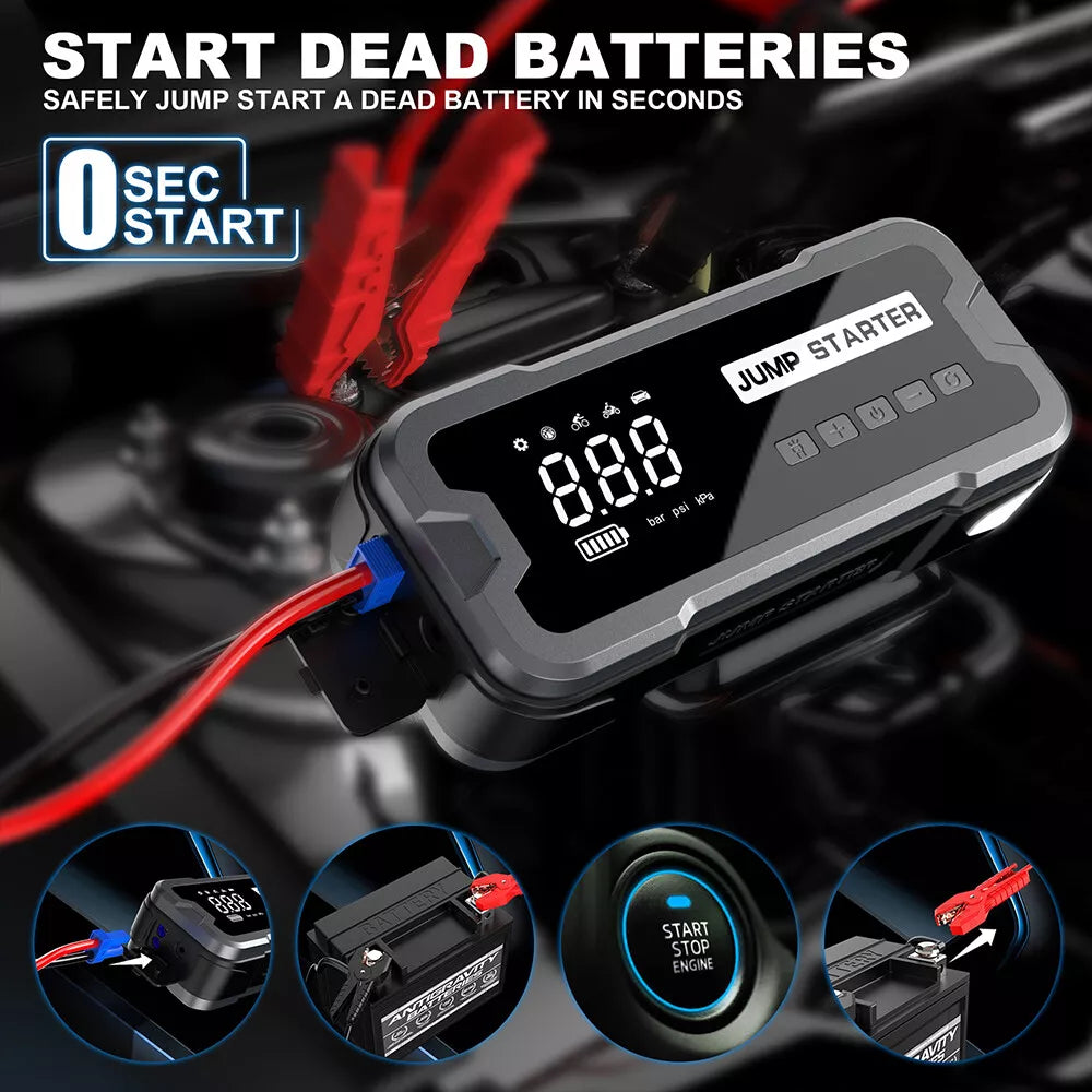 4 in 1 Portable Jump Starter with Air Pump Pro