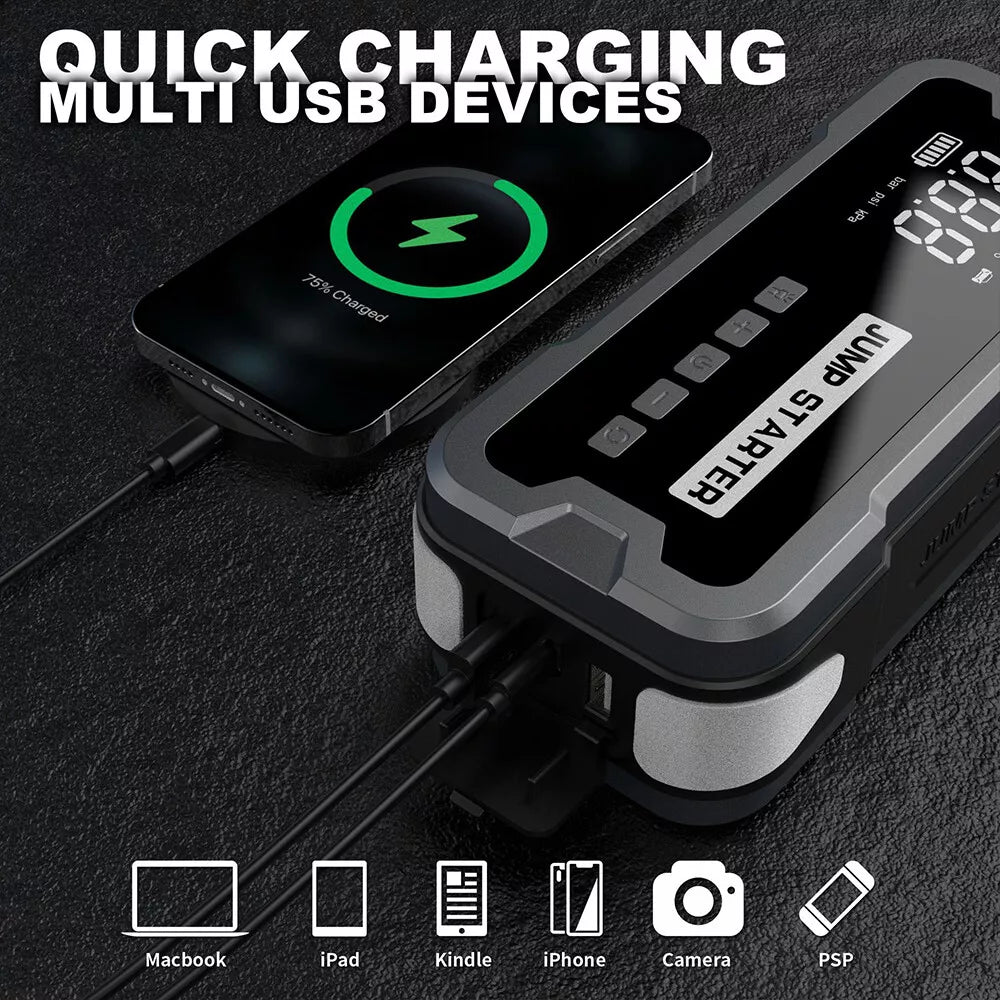 4 in 1 Portable Jump Starter with Air Pump Pro
