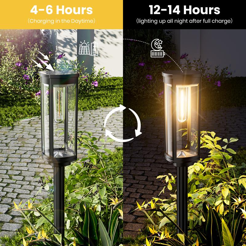 (Worldwide FreeShipping)Solar Pathway Lights Outdoor, Bright Solar Path Lights Outside Garden Lights IP65 Waterproof, Solar Walkway Lights Solar Powered Landscape Lights for Driveway Lawn Patio Sidewalk Yard