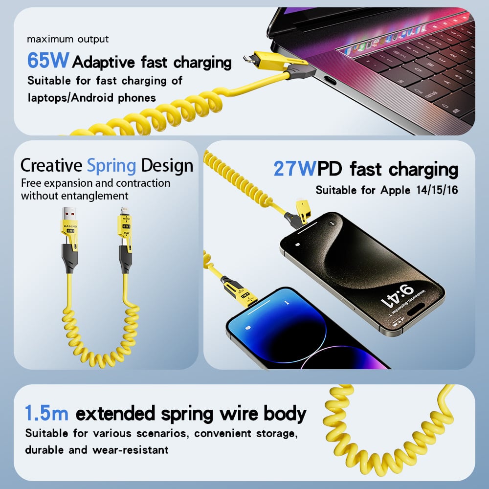 🔥4 in 1 Spring Fast Charging Cable